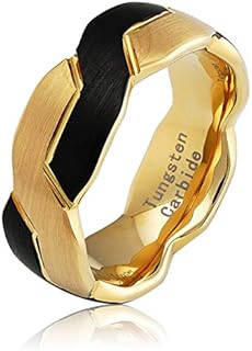 Engravable Two Tone Black Gold Tungsten Rings For Men Intertwined Infinity Symbol Design Wedding Band Size 6-16