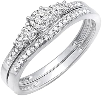 Stunning Light Yellow Diamond Engagement Rings, Five-Stone Design with White Diamond Gem, Round Shape, in Rose Gold