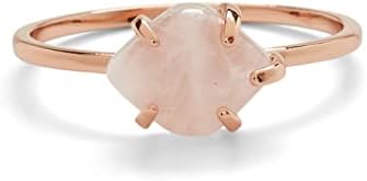 Pura Vida Rose Gold or Silver-Plated Crystal Cove Ring w/Rose Quartz or Amethyst - Brass Base, Gemstone Charm, Rhodium - Size 5-9