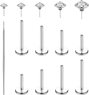 16G/18G/20G Surgical Steel Threadless Nose Stud Labret Tragus Piercing Jewelry Push in Lip Nose Stud Rings Monroe Medusa Tragus Flat Back Helix Cartilage Earrings Crystal Nose Flat Piercing Jewelry