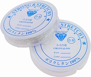 Amaney 0.8mm Elastic String for Bead Bracelets in Durable Plastic with Crystal-like Design - Looconi 2 Roll Pack