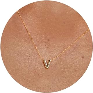 Small Letter Necklace,Dainty Gold Initial Necklaces 14K Gold Plated Personalized Tiny Initial Pendant Necklace Cute Letter Name Choker Necklaces for Women Teen Girls