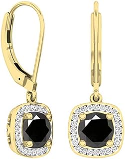Dazzlingrock Collection 14K 6 MM Each Round Gemstone & White Diamond Ladies Halo Style Dangling Drop Earrings, Yellow Gold