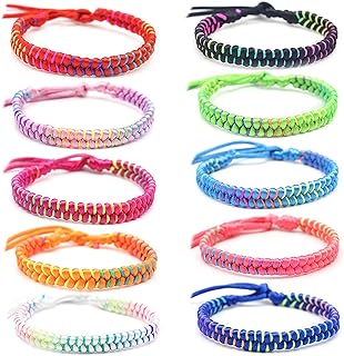 Caiyao 10 Pcs Colorful Nepal Wrap Friendship Rope String Bracelets Handmade Adjustable Multicolor Braided Friendship Bracelet for Teen Girls Unisex Jewelry
