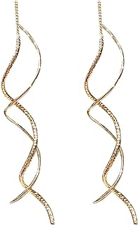 Earrings for Women Wave Tassel Ear Wire For Teen Girls Minimalist Piercing Studs Trendy Earrings Valentine' Day