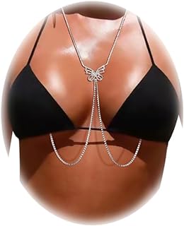 Stunning Alloy Rhinestone Butterfly Bra and Body Chain - Festive Chest Crystal Accessory for Women - Adjustable, Durable, and Versatile - Ideal for Beach Parties, Pool Raves, and Nightclub outings