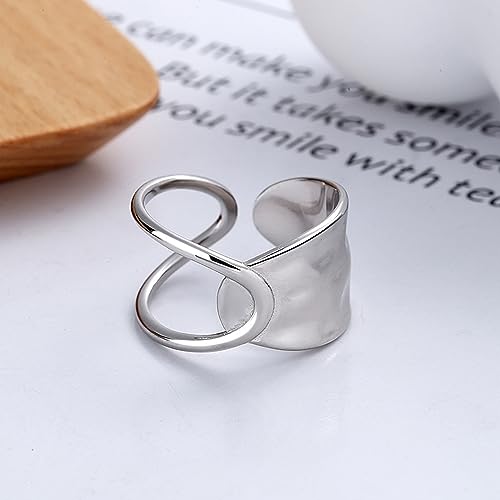 Handmade Rings 925 Sterling Silver Band Ring Adjustable Open Knuckle Rings Thumb Ring Statement Rings for Women Minimalist Jewelry