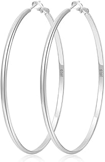 Senteria 925 Sterling Silver Hoop Earrings Lightweight Large Silver Hoops Earrings Hypoallergenic Thin Big Silver Hoop Earrings for Women Girls 30/40/45/65/70mm Mother's Day Gift
