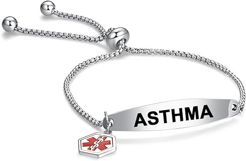 Medical Alert Bracelet for Men Women Adjustable Stainless Steel Engraved First Aid Health Monitoring Emergency ID identification Wristband Chain Bracelets