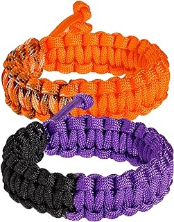 Unisex 2-Pack Adjustable Nylon Paracord Bracelets with Push Button Clasp - Handmade Braided Survival Bracelet for Outdoor Activities & Casual Wear