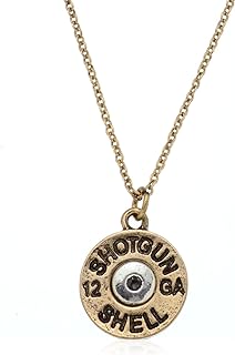 Western Simulated 12GA Bullet Shotgun Shell Pendant Necklace, 16" + 3.5" ext