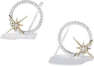 Jewelili Star Wars™ Fine Jewelry Guardians Of Light Women's Studs 1/10 Ct.Tw. White Diamonds Silver and 10K Yellow Gold