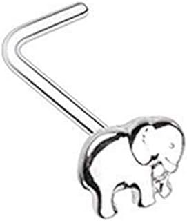 Amelia Fashion 20 Gauge Wild Elephant Shaped L-Nose Stud Made with Durable 316L Surgical Stainless Steel