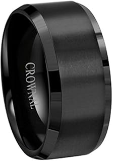 6mm 8mm 10mm Black Tungsten Wedding Band Ring Men Women Matte Finish Beveled Edges Comfort Fit Size 5 To 17