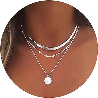 High-Quality Metal Multi-Layered Snake Chain with Silver Coin Pendant and Lobster Clasp for Women and Girls' Daily or Formal Wear