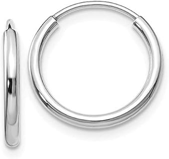 14K White Gold Continuous Endless Hoop Earrings, (1.5mm Tube)