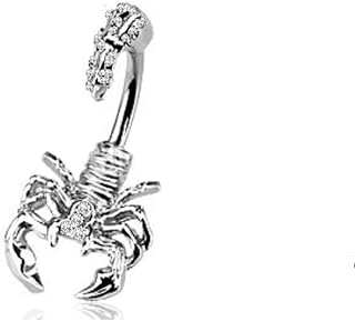 Edgy Izpack Scorpion Belly Ring with Cubic Zirconia Crystals for Unisex Punk/Hip Hop Style - Hypoallergenic Copper Material