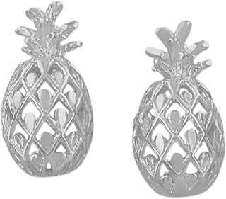 Sterling Silver Pineapple Stud Earrings with Push Back Finding for Island Adventurers - Tropical Charm Design