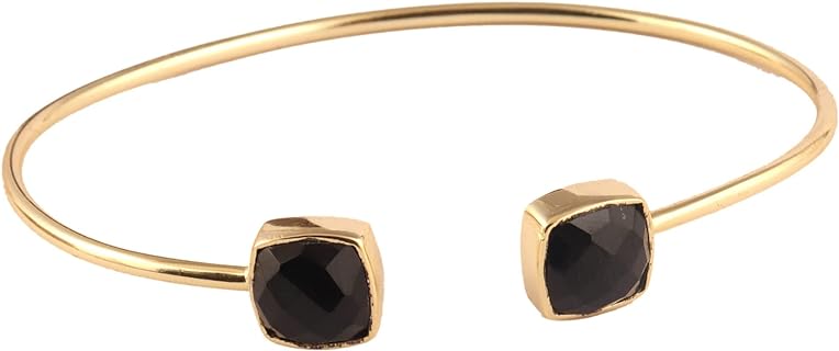 Guntaas Gems Square Shape Black Onyx Double Stone Adjustable Bangle Bracelet Fashionable Bangle