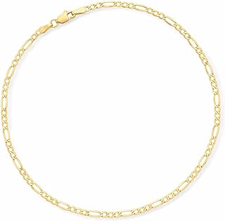 Canaria 2.5mm 10kt Yellow Gold Figaro-Link Anklet. 10 inches