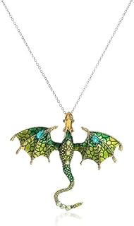 Gothic Dragon Necklace Crystal Enamel Dragon Pendant Necklace Vintage Dragon Animal Necklace Cartoon Flying Dragon Necklace Halloween Christmas Birthday Jewelry Gifts for Men and Women