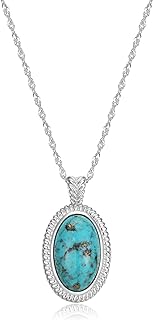 MORGAN & PAIGE 925 Sterling Silver Synthetic Turquoise Oval Pendant Necklace, 18"