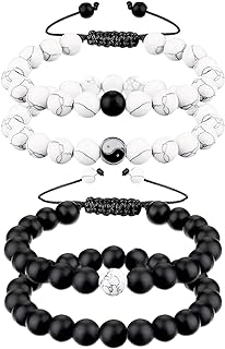 Toggle Clasp Matte Agate and Howlite Bead Bracelets for Couples, Rope and Bead Chain Design, Perfect for Long Distance Relationships