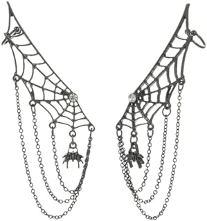Sparkling Rhinestone Spider Dangle Earrings with Zinc Chain for Women and Girls, Skull and Pumpkin Design Holiday Gift