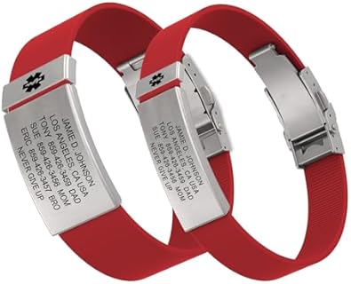 ROAD iD Personalized Medical ID Bracelet - Premium ID Wristband with Medical Alert Badge - Silicone Clasp