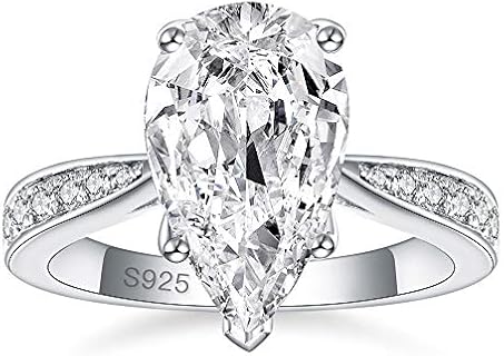 Title: Exquisite 4.3 Carats Pear-Shaped Women's Engagement Ring with Sterling Silver and 5A Cubic Zirconia, Sizes 5-9