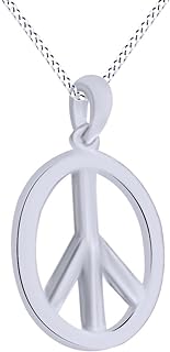 AFFY Peace Sign Charm Pendant Necklace in 14k Solid Gold