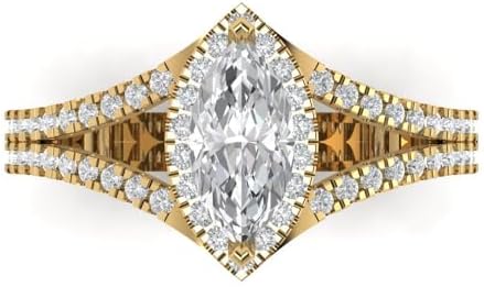 Clara Pucci 1.2Ct Marquise cut Lab Created Diamond VS1-2 J-K 14k White Gold Halo Engagement anniversary Ring