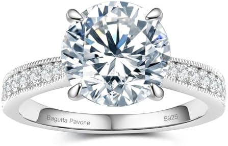 Round Moissanite Engagement Rings for Women, Women's 925 Sterling Silver Engagement Ring Moissanite Promise Rings for Her,Wedding Bands Moissanite Rings 1.5/2/3/4/5CT.