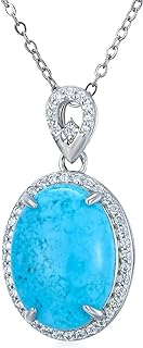Turquoise Necklace for Women 925 Sterling Silver Natural Turquoise Pendant for Wife Girlfriend Turquoise Jewelry Gift for Christmas Valentine’s Day