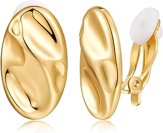 Gold Clip on Earrings Button Rectangular Drop Clip Earrings for Women Trendy Earrings for Women Girls…