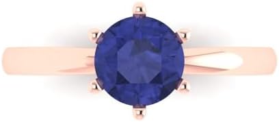 Clara Pucci 1.0 ct Round Cut Solitaire Simulated Tanzanite Engagement Wedding Bridal Promise Anniversary Ring in 18K rose Gold