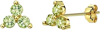 18K Gold Plated Peridot Cluster Stud Earrings with Butterfly Backs in Sterling Silver, Perfect for Women, Fine Jewelry Gift by Michooyel