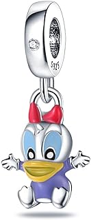 Feitery Sterling Silver Duck Charm Bracelet with Cubic Zirconia Beads - Women's Christmas Gift