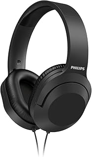 Philips Audio TAH2005BK/00 Over-Ear Kopfhörer mit 40-mm-Neodym-Treibern und passiver Geräuschisolierung, verstellbarem Kopfbügel und 2 Meter Kabel, ideal für Musikliebhaber unterwegs