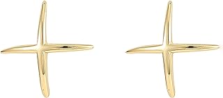 Reffeer Sterling Silver Cubic Zirconia Embellished Letter X Stud Earrings with Push Backs for Women and Teen Girls