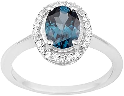 925 Sterling Silver Aquamarine, Blue Sapphire, Emerald, Tanzanite Choice Gemstone Women Wedding Engagement Ring Band Bridal Set (1.75 Ctw, Oval 8X6MM)