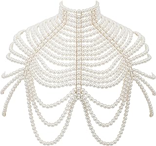 Chic Alloy-crafted Synthetic Pearl Body Chain - Adjustable Shoulder Necklace Perfect for Weddings, Parties, and Photo Shoots