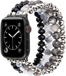 CAGOS Beaded Bracelet Band Compatible with Apple Watch 38mm 40mm 41mm 42mm 44mm 45mm, Stretchy Dressy iPhone Watch Bands Women Cute Boho Straps for iWatch Bands Series 9 8 7 6 5 4 3 2 1 SE