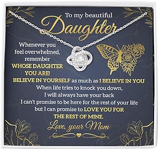 Mothers Day Gifts For Daughter, Mothers Day Necklace, Birthday Gifts For Women, Daughter Necklace Gifts From Mom, Jewelry With Message Card And Gift Box, Personalized Love Knot Pendant Necklace