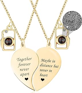 Black Heart Pendant Necklace with Rolo Chain and Lobster Clasp for Best Friends, MJartoria BFF Stainless Steel Set of 2