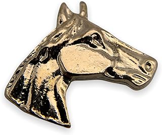 Gold Western Equestrian Horse Head Lapel Pin with Secure Pin Clasp, Perfect for Jackets, Vests, Backpacks - Ideal Gift for Horse Lovers