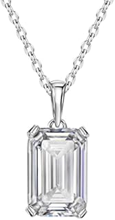 4.0ct Emerald Cut Women's Necklace Simulated Diamond Pendant Necklace 925 Sterling Silver Necklace for Women