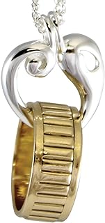 Dicksons Reunion Heart Memorial Women's Silver-Plated Ring Band Holder 24 Inch Chain Pendant Necklace