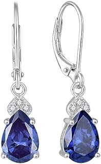 Women Earrings,925 Sterling Silver Teardrop Dangle Drop Earrings with 5A Cubic Zirconia Birthstone for Her