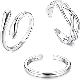 ZELORES 3Pcs 925 Sterling Silver Toe Rings for Women Celtic Knot Band Open Toe Rings Beach Barefoot Jewelry Minimalistic Adjustable Rings Set
